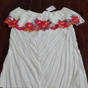 Floral Embroidered Off Shoulder Dress